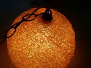 Vintage Mid Century Orange Lucite Spaghetti Swag Light Lamp Globe 12 " Exc