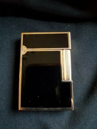 S.  T.  Dupont Ligne 2 Petite Black Lacquer And Gold Trim - Fully Serviced