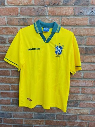 Vintage Brazil 1993/1994 Home Football Shirt Umbro Large