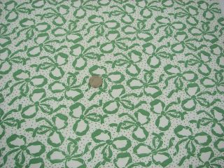 Vtg Cotton Full Feedsack Jade Green Bows & Dots - 37 x 40 3