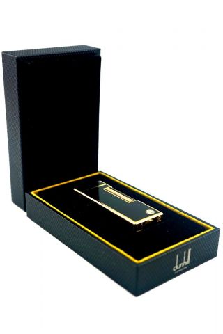 Classic Black & Gold Butane Dunhill Rollalite Cigarette Cigar Lighter & Case