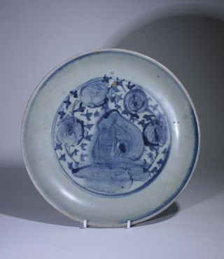 Antique Chinese Porcelain Blue & White Plate - Wanli Period - Ming Dynasty