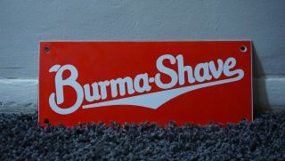 Vintage Burma Shave Porcelain Sign Gas Oil Metal Station Push Barber Shop Hair