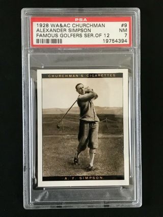 1928 Churchman Famous Golfers Ser.  Of 12 - Large: A Simpson 9 Psa Grade 7