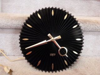 Vintage Spartus Mcm Mid Century Modern Atomic Age Black Gold Wall Clock 10 " D