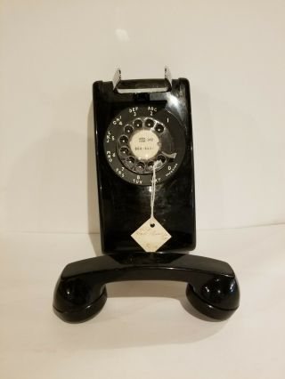 VINTAGE 1950’S WESTERN ELECTRIC BLACK ROTARY DIAL WALL MOUNT PHONE 2