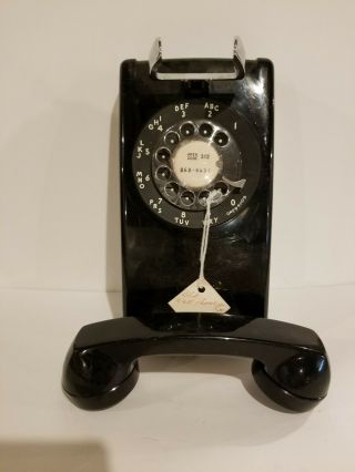 VINTAGE 1950’S WESTERN ELECTRIC BLACK ROTARY DIAL WALL MOUNT PHONE 3
