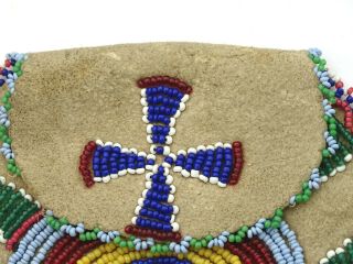 19th C.  Antique Native American Indian Plains Sioux Blackfoot Beaded Belt Pouch 3