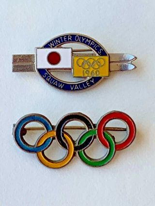 1960 Winter Olympics Japan Ski Team Squaw Valley Pin/vintage Olympic Rings Pin