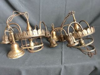 Antique Cast Metal And Brass Chandeliers For Rehab