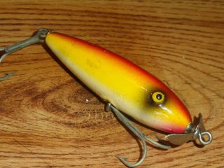 Vintage Fishing Lure Wooden Paw Paw Surface Minnow Rainbow Tack Eyes Circa 1930s