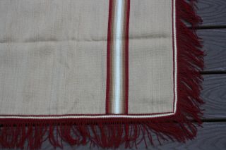 Vintage Tan Brown Maroon Red Wool Poncho Blanket Fringe 55x79 3