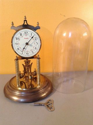 Vintage Kenninger & Obergfell Kundo 400 Day Glass Dome Anniversary Clock