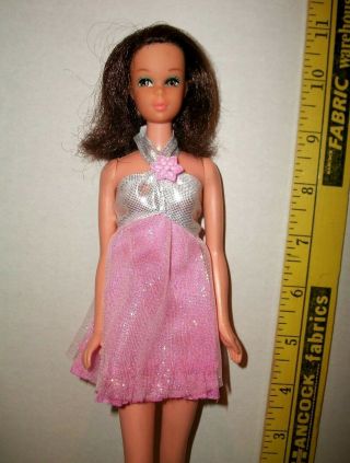 Vintage Quick Curl No Bangs Brunette Barbie Cousin Tnt Francie Doll 1970s Taiwan