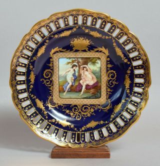 A Antique German Dresden Porcelain Hand Painted Cabinet Plate