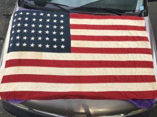 Vintage 48 Star U.  S.  Flag 4 X 6 Ft.  Hand Stitched Bulldog Double Bunting Wool