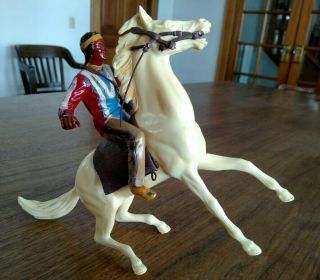 Vintage Native American Indian On Rearing Horse Plastic 9 1/2 " X 12 "