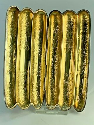 Antique Gmf Sterling Silver Gold Wash Ornate Design 3 Compartment Cigar Holder