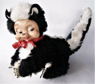 Vintage Rushton Rubber Face Skunk Toy 1960s Kitsch 15in