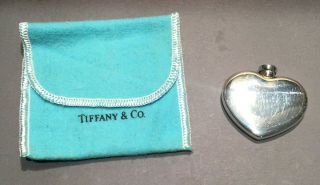 Tiffany & Co.  Vintage Sterling Silver 925 Heart Shaped Perfume Bottle With Bag