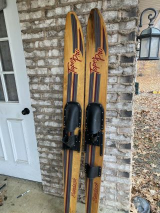 Vintage Wooden Water Skis 67 " Sundash Taper Pro
