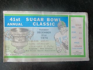 1974 Sugar Bowl Nebraska Cornhuskers V Florida Gators Football Ticket Stub