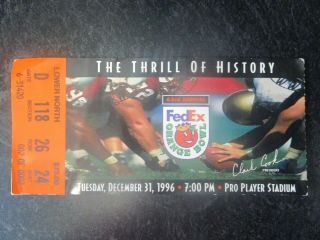 1996 Orange Bowl Nebraska Cornhuskers V Virginia Tech Football Ticket Stub