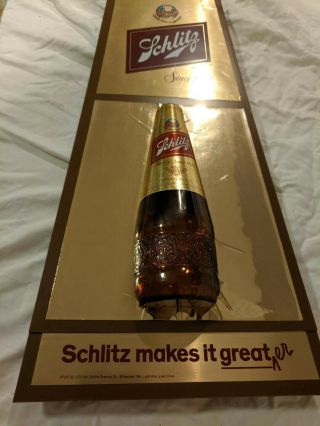 Vintage 1979 Plastic Schlitz Beer Bottle Wall Sign.  Great For Bar Decoration