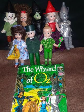 Vintage Madam Alexander Wizard Of Oz Dolls.  Plus Vintage Book (set Of 8)