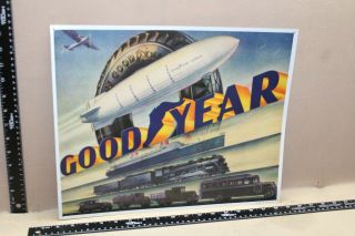 Rare Vintage Goodyear Tires Railroad Blimp Plane Tin Metal Sign Gas Oil Farm