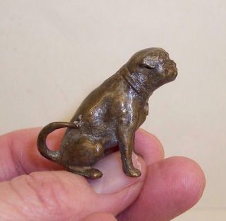Vintage/antique Solid Bronze Metal Pug Dog Miniature Figure/sculpture