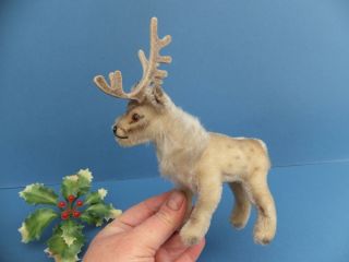 6 " Vintage Antique German Steiff Renny Reindeer,  Ear Button Deer Stag Xmas Toy