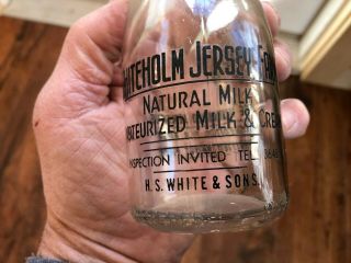 Vintage Half Pint Milk Bottle Whiteholm Jersey Farm