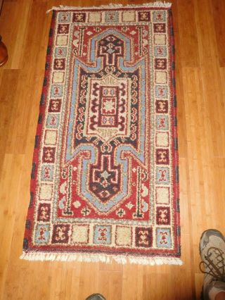 Vintage Persian Hand Made Rug Blue Red Creams Approx 2 