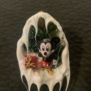 Rare Vintage Disney Mickey Mouse Diorama Egg Christmas Ornament