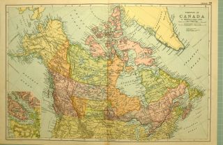 1905 Antique Map Dominion Of Canada Alaska British Columbia Manitoba Quebec