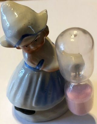 Vintage German Sand Hourglass 3 1/2 " Dutch Girl Egg Timer - Rare - Htf