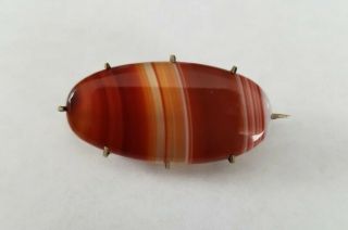 Victorian Banded Scottish Agate Pinchbeck Brooch.  Lovely And Rare
