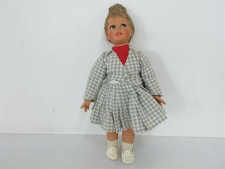Vintage Bonomi Doll Made In Italy Blue Eyes Blond Hair Bun 16 " Tall