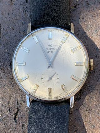 Vintage Helbros Mechanical Watch With Sub - Dial