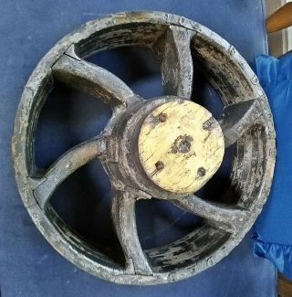 16 " Antique Wooden Belt Pulley - Cokedale Colorado,  Late 1800 