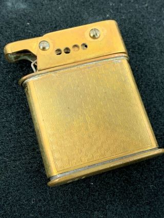 Vintage Brass Plated Pocket Lighter With Very Unusual Mechanism