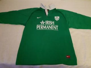 Vintage Ireland Nike Rugby Shirt Xl P2p 24 " Irish Permanent 1999 World Cup Rare