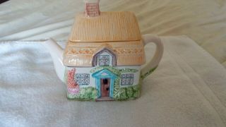 Vintage Thatched Roof Cottage Teapot.  In