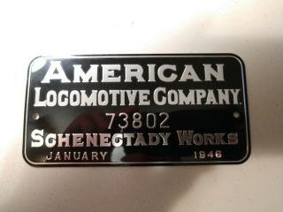 American Locomotive Company Builders Plate January 1946 Schenectady