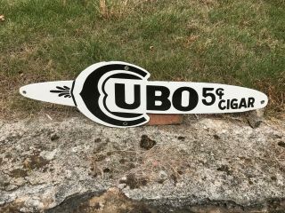 " Cubo 5 Cent Cigars " Heavy Porcelain Sign (24 " X 7 ") Sign