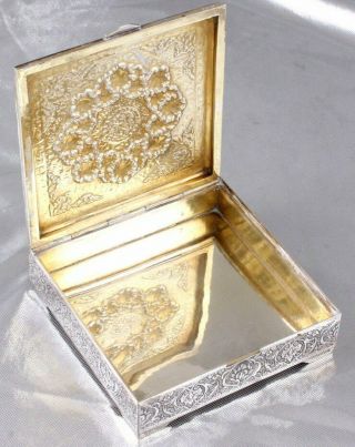 Antique Persia 925 Sterling Silver Snuff Box Tobacco And Smoking Box