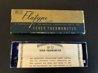 Becton Dickinson B - D Bd Flatype Vintage Thermometer Tf112 Tf 112