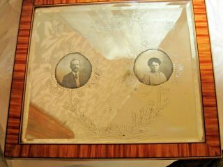 C.  1910 Antique French Engraved Mirrored Photo Frame