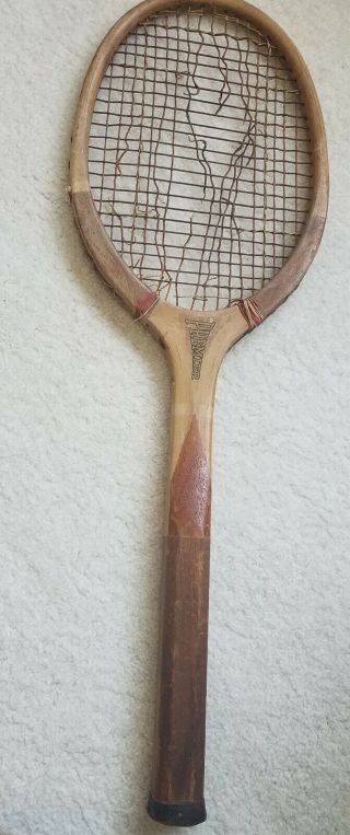 Vtg All Wood Tennis Racket Racquet Nj Magnan Premier Ma Attleboro 30s 1930s Art
